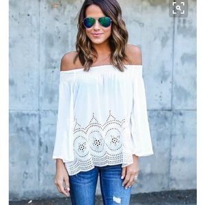 Cutout White off the shoulder top size small