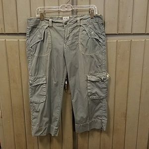 Lucky Brand gray cotton cargo capri.