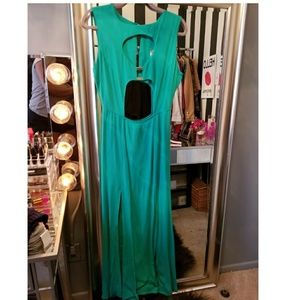 Turquoise dress with cutouts