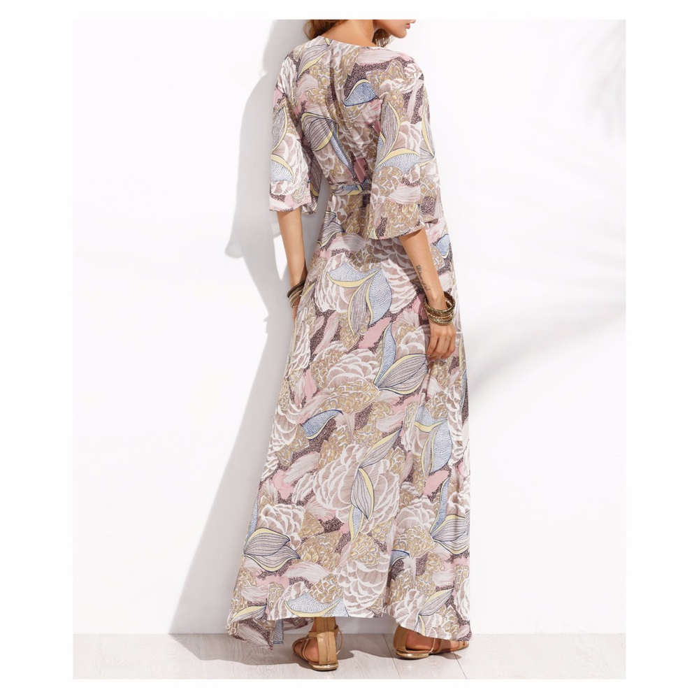 ⚡️CLEARANCE Multicolor Floral Wrap Maxi Dress - Picture 4 of 7