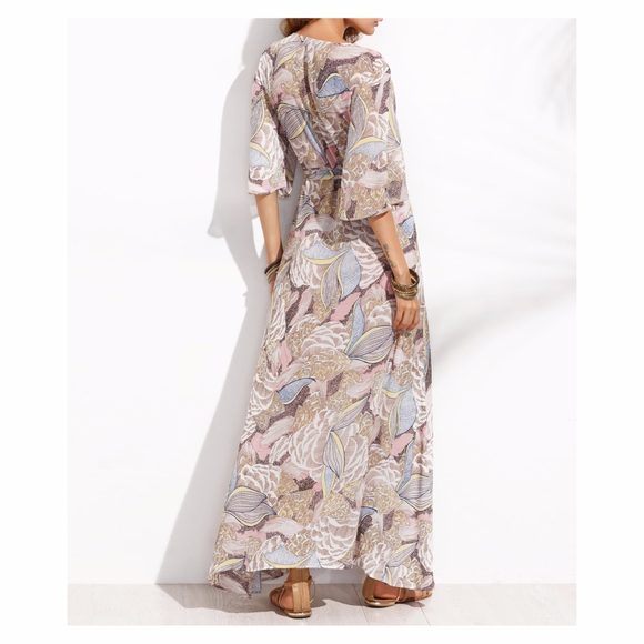 ⚡️CLEARANCE Multicolor Floral Wrap Maxi Dress - Picture 4 of 7