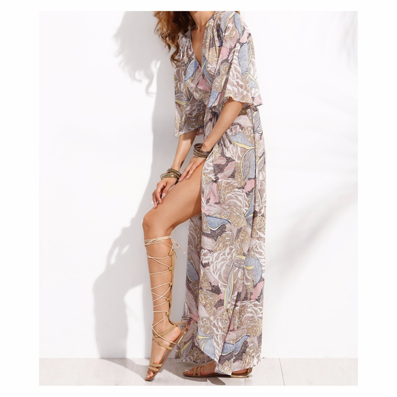 ⚡️CLEARANCE Multicolor Floral Wrap Maxi Dress - Picture 3 of 7