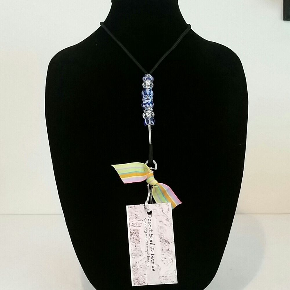 Photo ID Lanyard w / Color Glass Beads