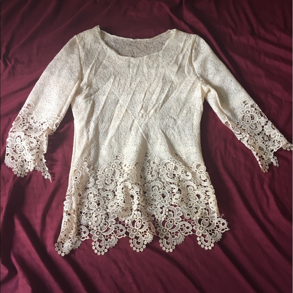 Cream lace overshirt or shell from Vietnam