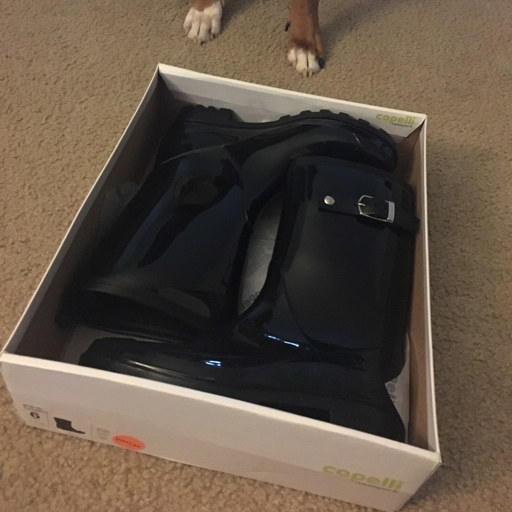 Black rain boots