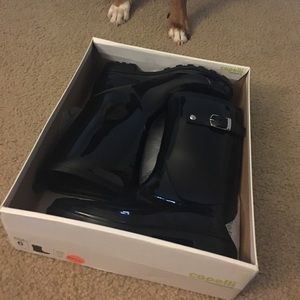 Black rain boots