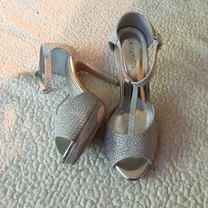 Silver crystal studded shoes