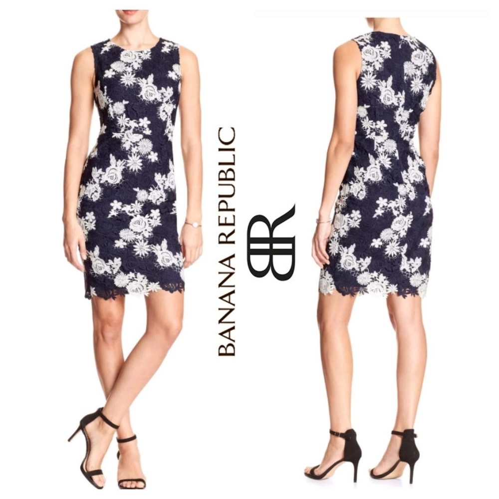 Banana Republic Floral Print Lace Sheath Dress