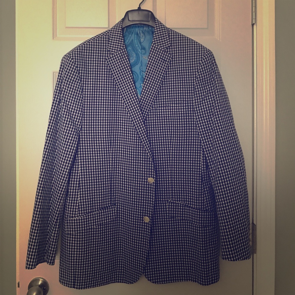 Blue/White Gingham Men's Sport Coat