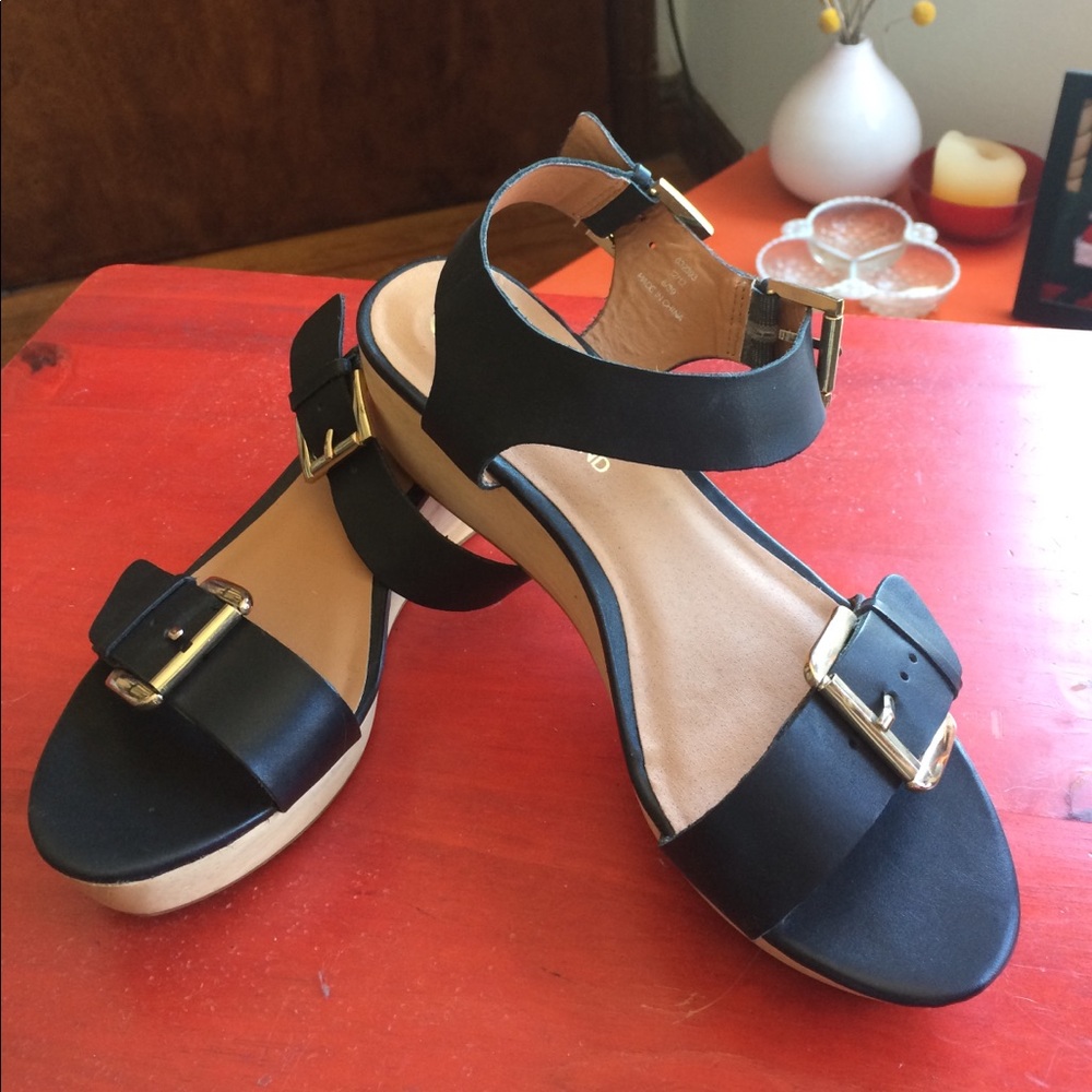 Asos River Island Black Wedge Sandals