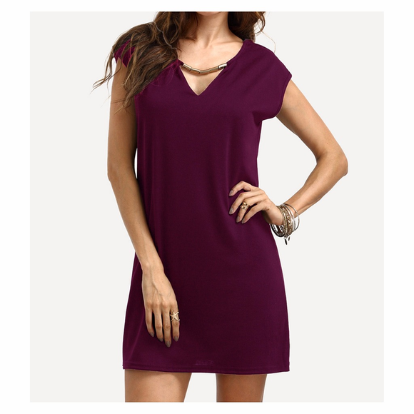 MBM Unlimited Dresses & Skirts - ⚡️⚡️Magenta Pink Embellished V Neck Shift Dress