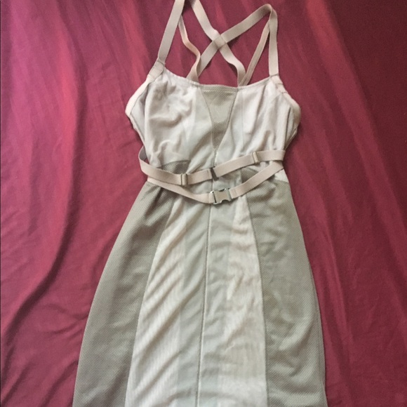 Bcbg MaxAzria tan bodycon dress with buckles - Picture 4 of 6