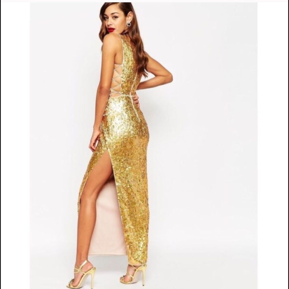 ASOS Gold/Bronze Sequined Red Carpet PROM DRESS!!