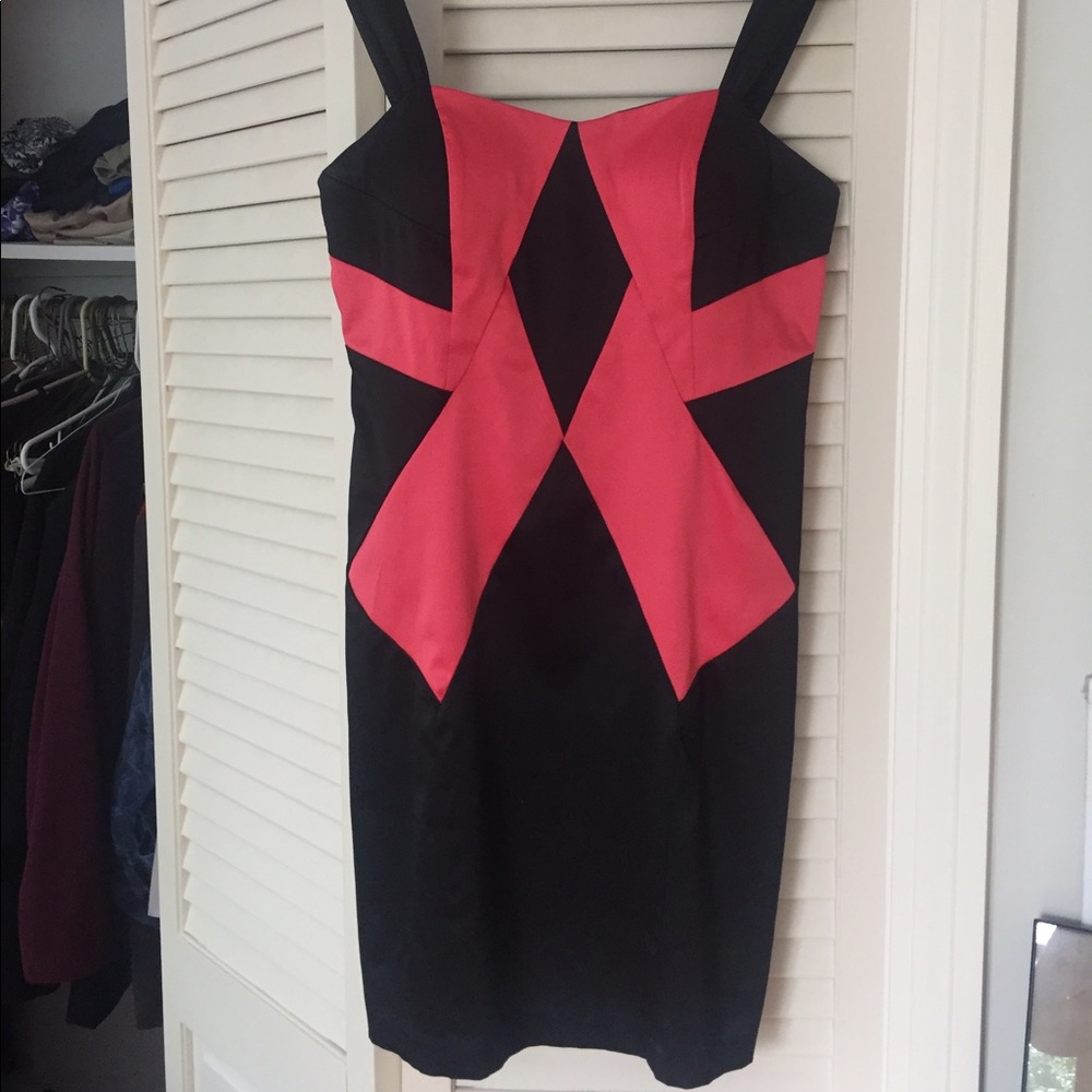 Black and pink tight mini dress