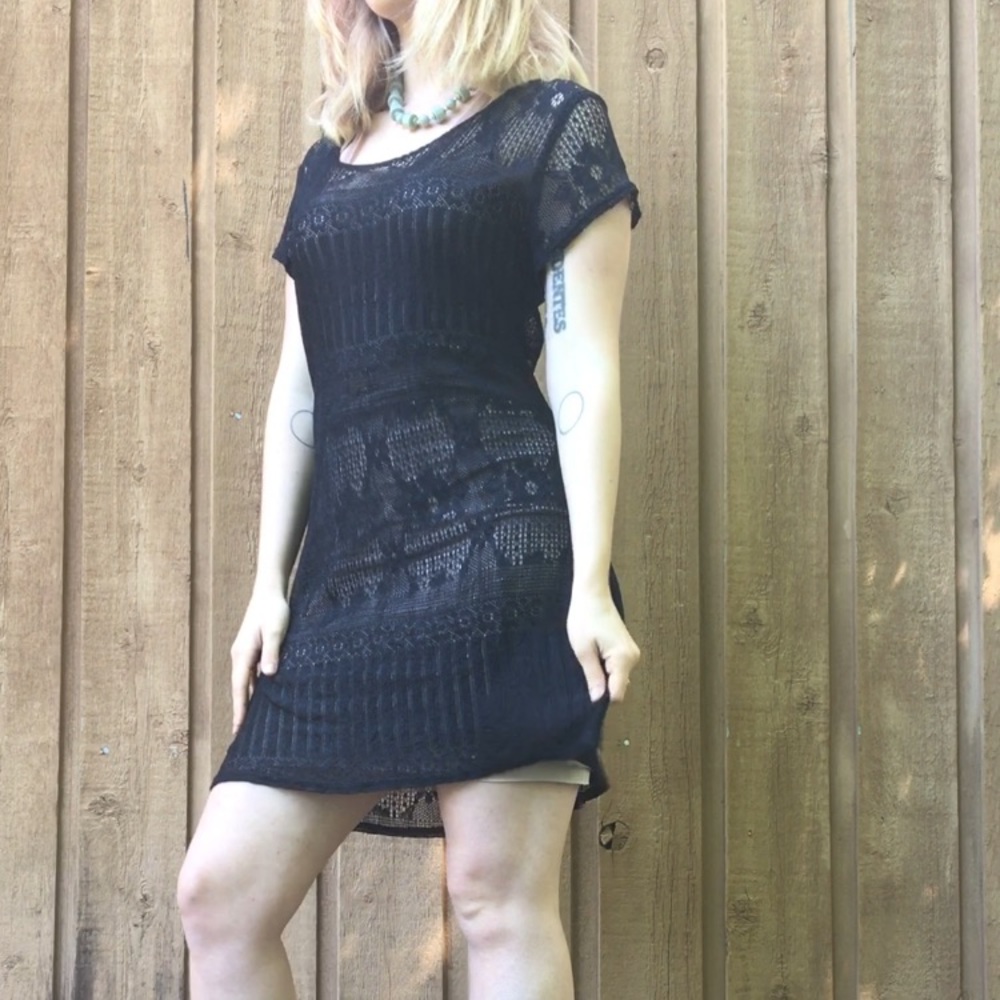 Sheer black lace shift