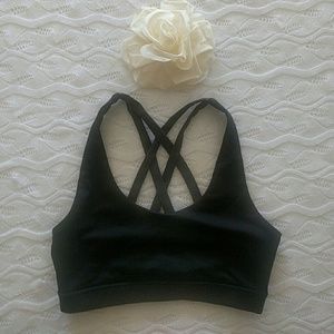 F21 Black Gray Criss Cross Sports Bra Small