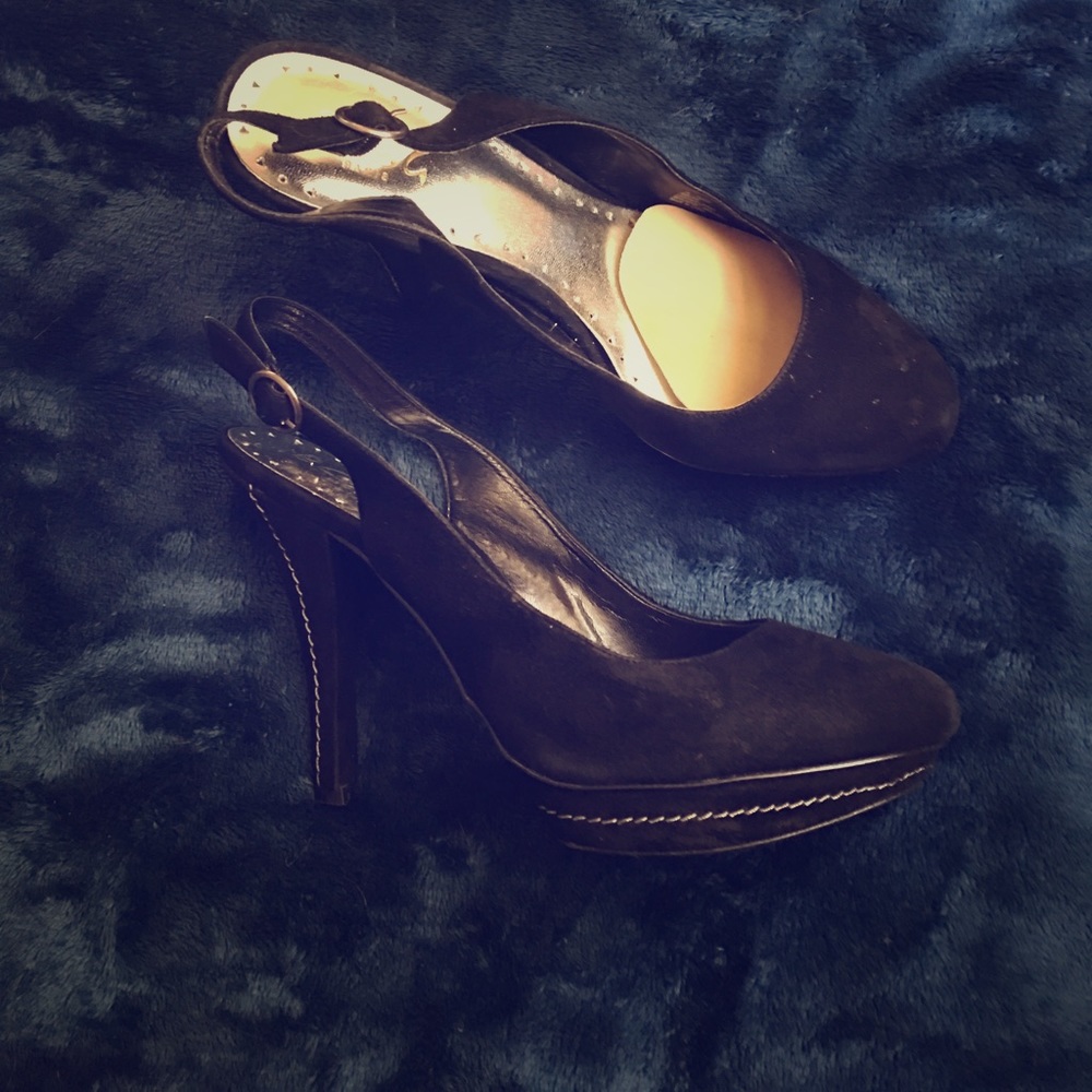 Selling all black suede openback heels
