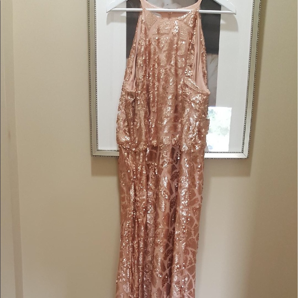 Rose Gold Tiffany bridesmaid dress by Donna Morgan