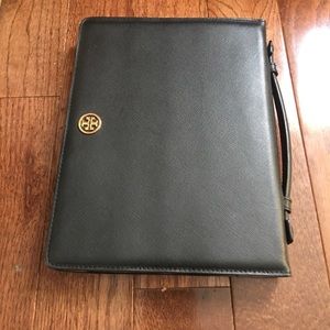 BNWOT Tory Burch black leather and suede iPad case