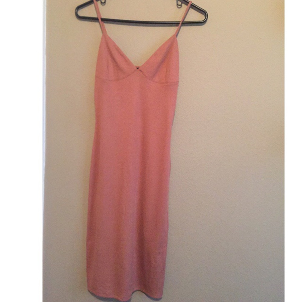 Pink Strappy Curve Hem Midi Dress