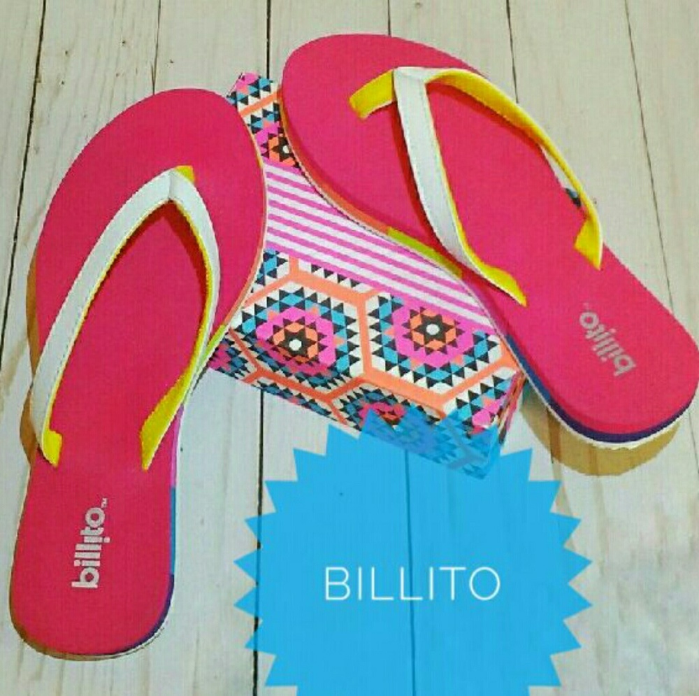 •{Billito} Pink Neon Color Block Sandles
