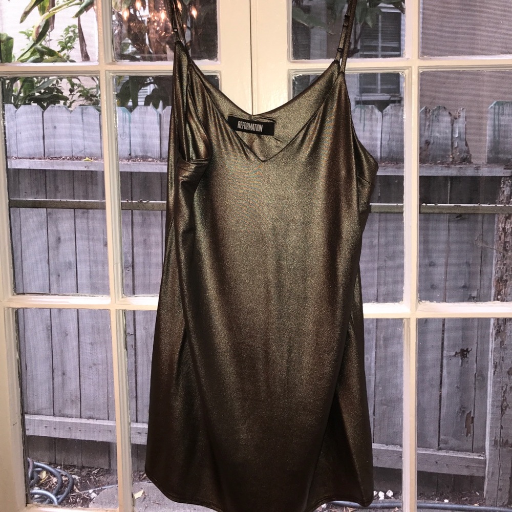 Metallic reformation dress xs