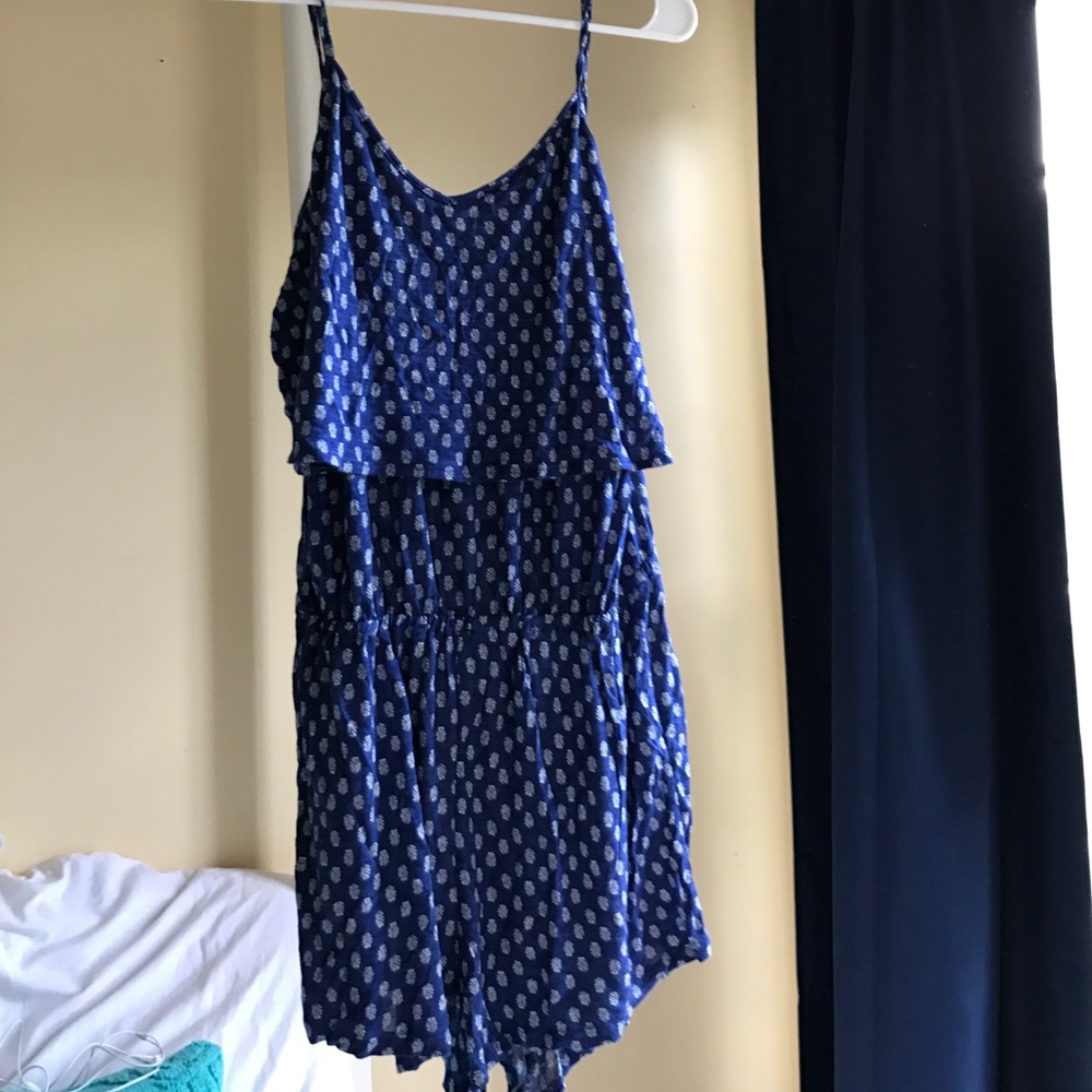 Blue patterned romper