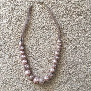 Faux pink pearl necklace