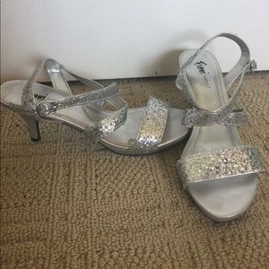 Sparkly Silver Strappy Heels