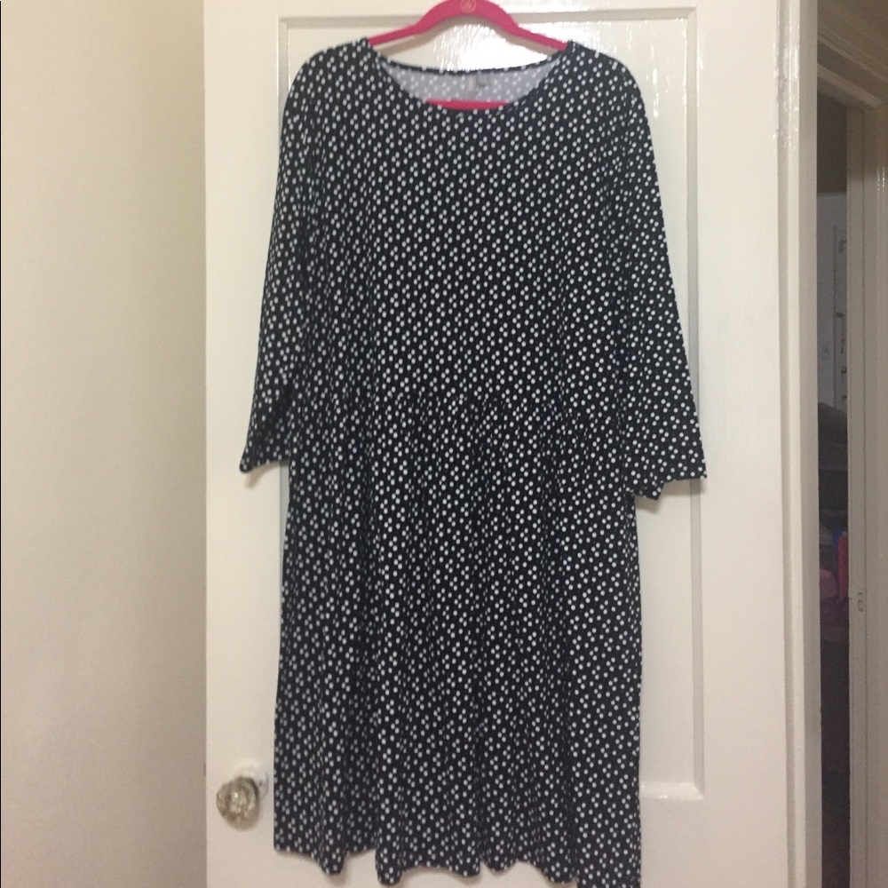ASOS Curve black dress with white dots