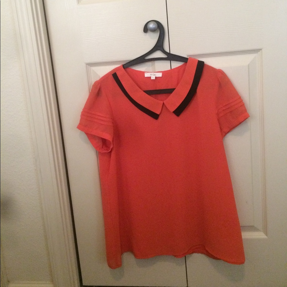 Orange collared blouse, size L