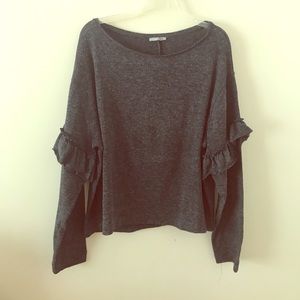 Zara Grey Ruffle Sleeve Top