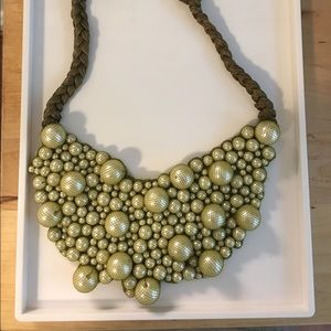 Anthropologie mesh-covered faux pearl bib necklace
