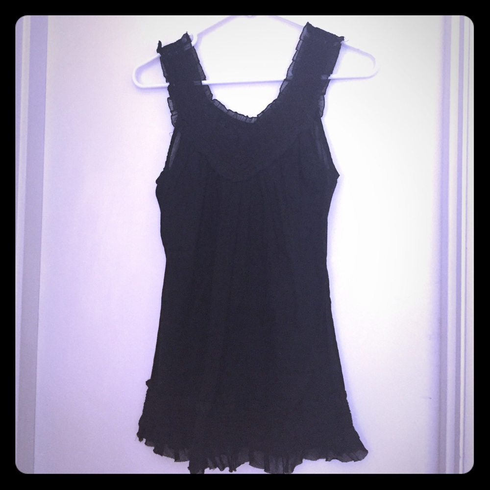 Black cotton tank with trim detail