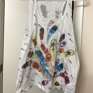 Rainbow feather gem tank top
