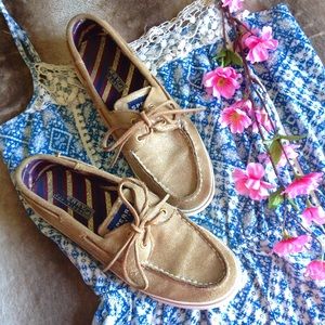 Sperry Golden Shimmer Suede Boat Shoes
