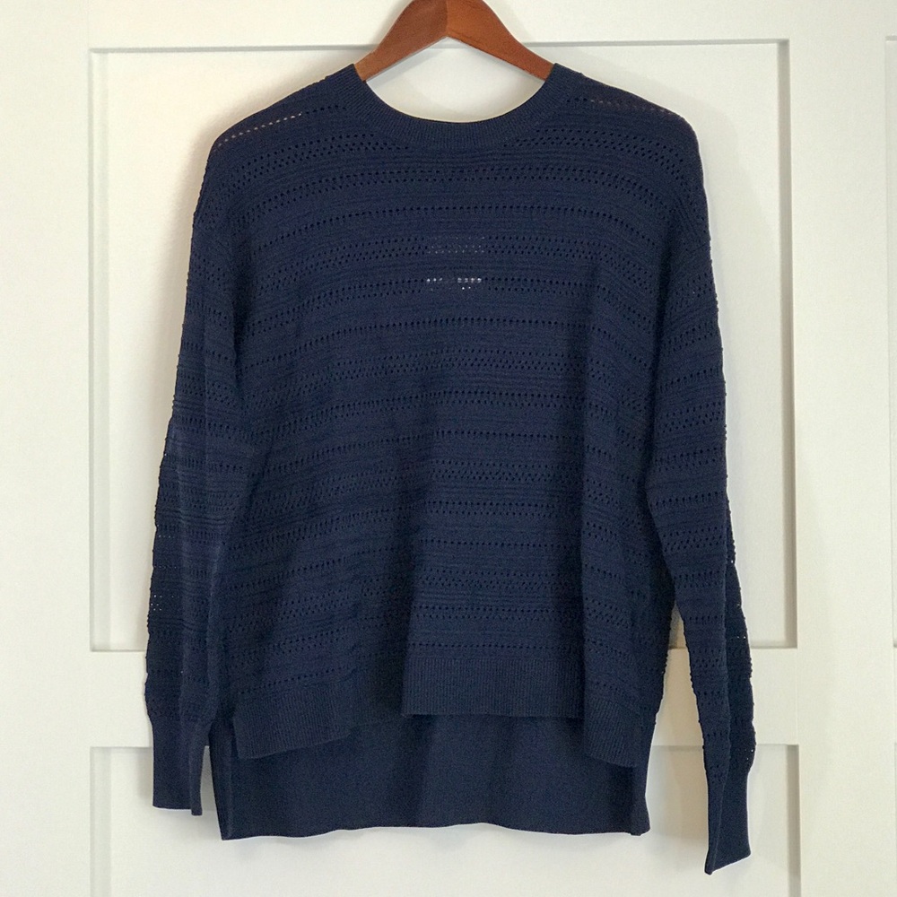 Topshop Navy Oversized Open Pointelle Knit