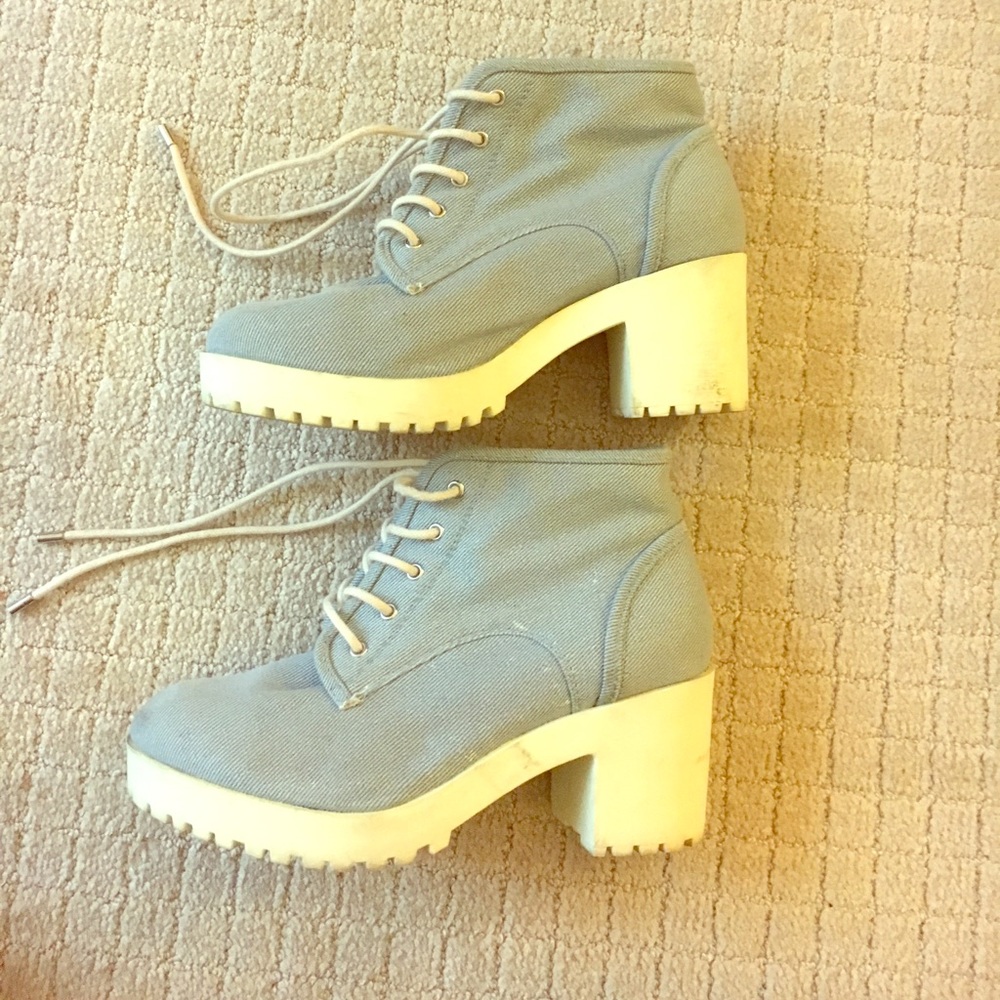 Light blue denim booties