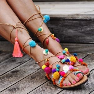 Elina Linardaki Penny Lane Lace Up Sandals