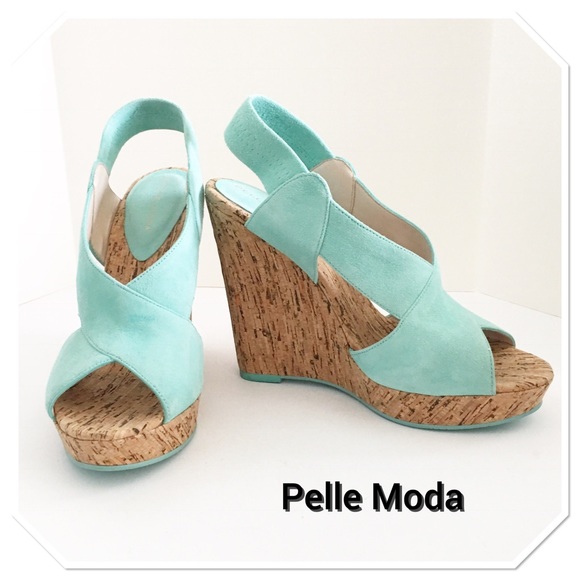 70% off Pelle Moda Shoes - Pelle Moda Light Blue Suede Cork Platform Sandals from ZoÃ« suggested 