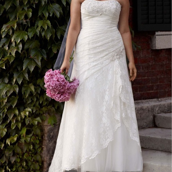 David's Bridal Dresses & Skirts - Davids B. lace A-line Side Split Plus size dress.