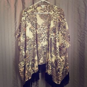 Sunflower Floral fringe kimono