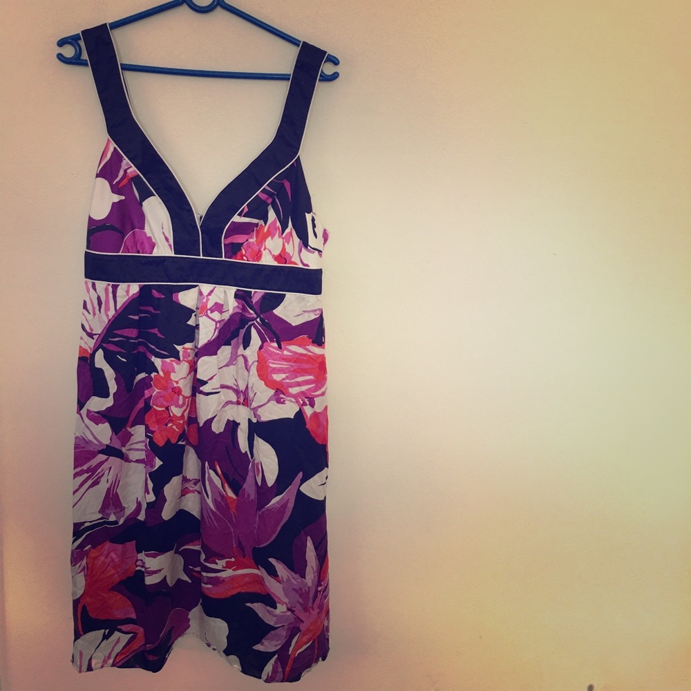 Banana republic. Floral silk tank summer dress.