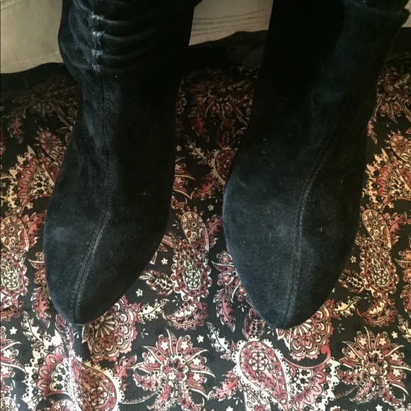Buy Friends Like These Black Faux Suede Kitten Heel Formal  Black Suede 3 inch heel Over The Knee Boots