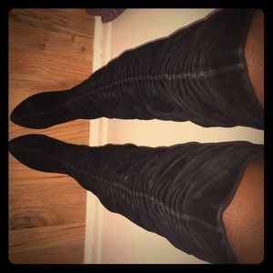 Black Suede 3 inch heel Over The Knee Boots