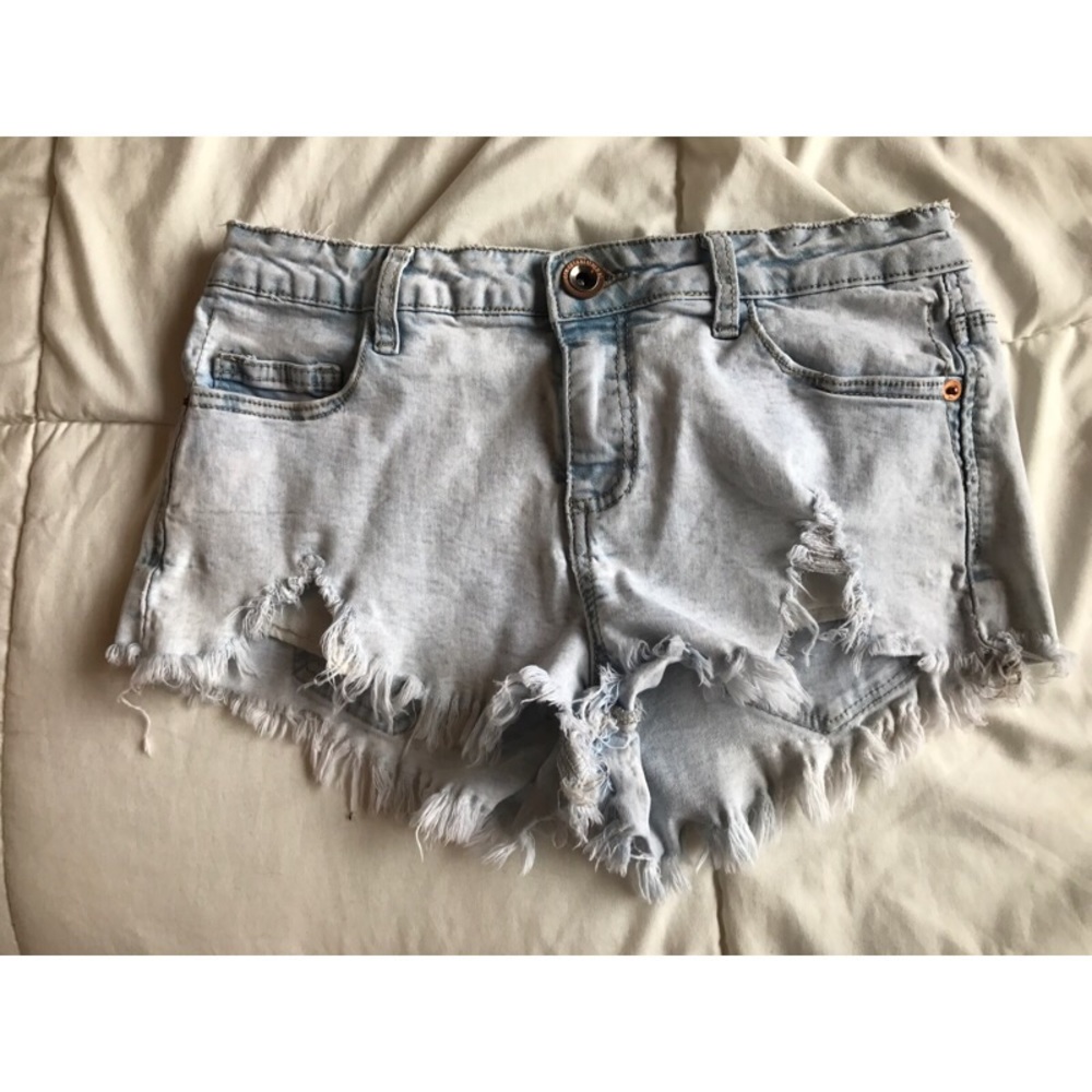 Light Wash Ripped Shorts