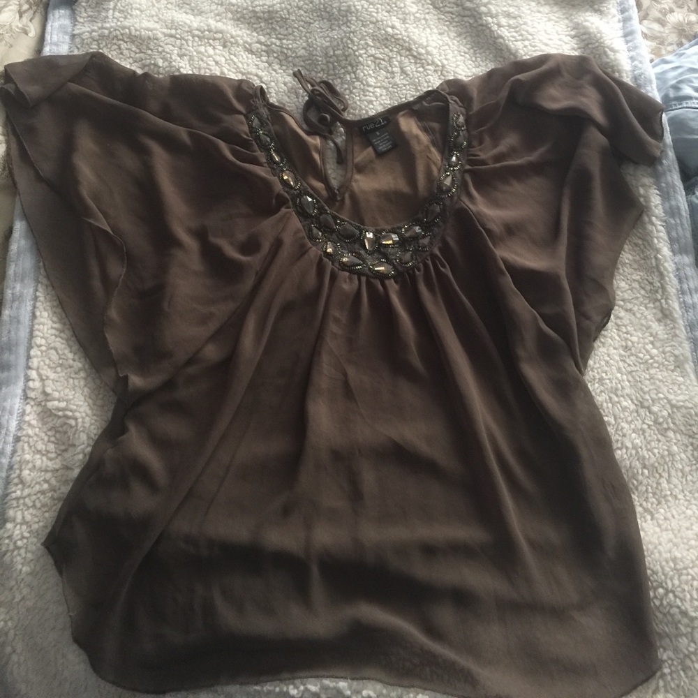 Olive green studded blouse