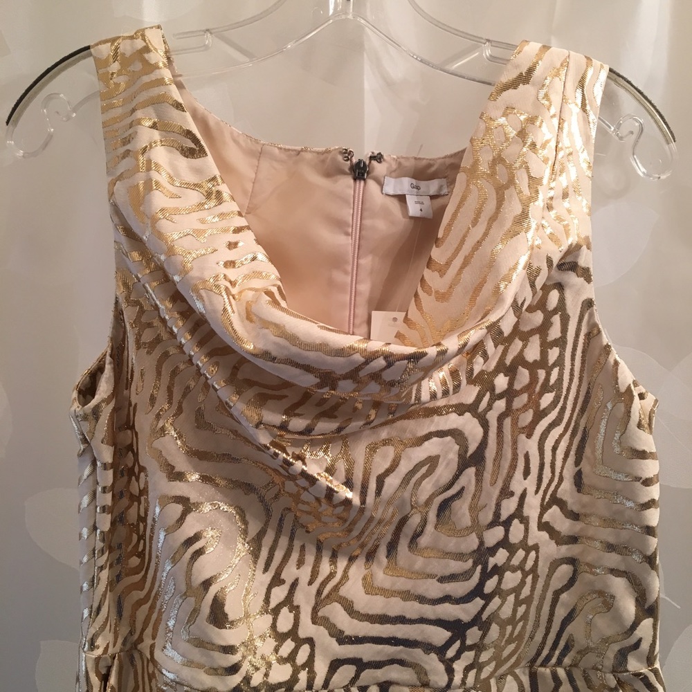 Gap luxe gold and cream cocktail dress