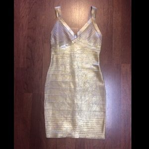 Kardashian Kollection Gold Bandage Dress