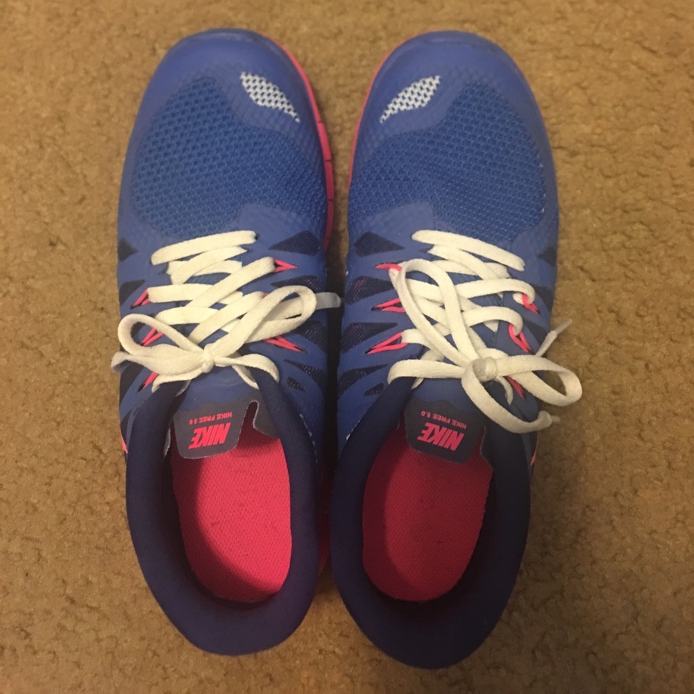 Nike Free 5.0 Blue and Hot pink shoes